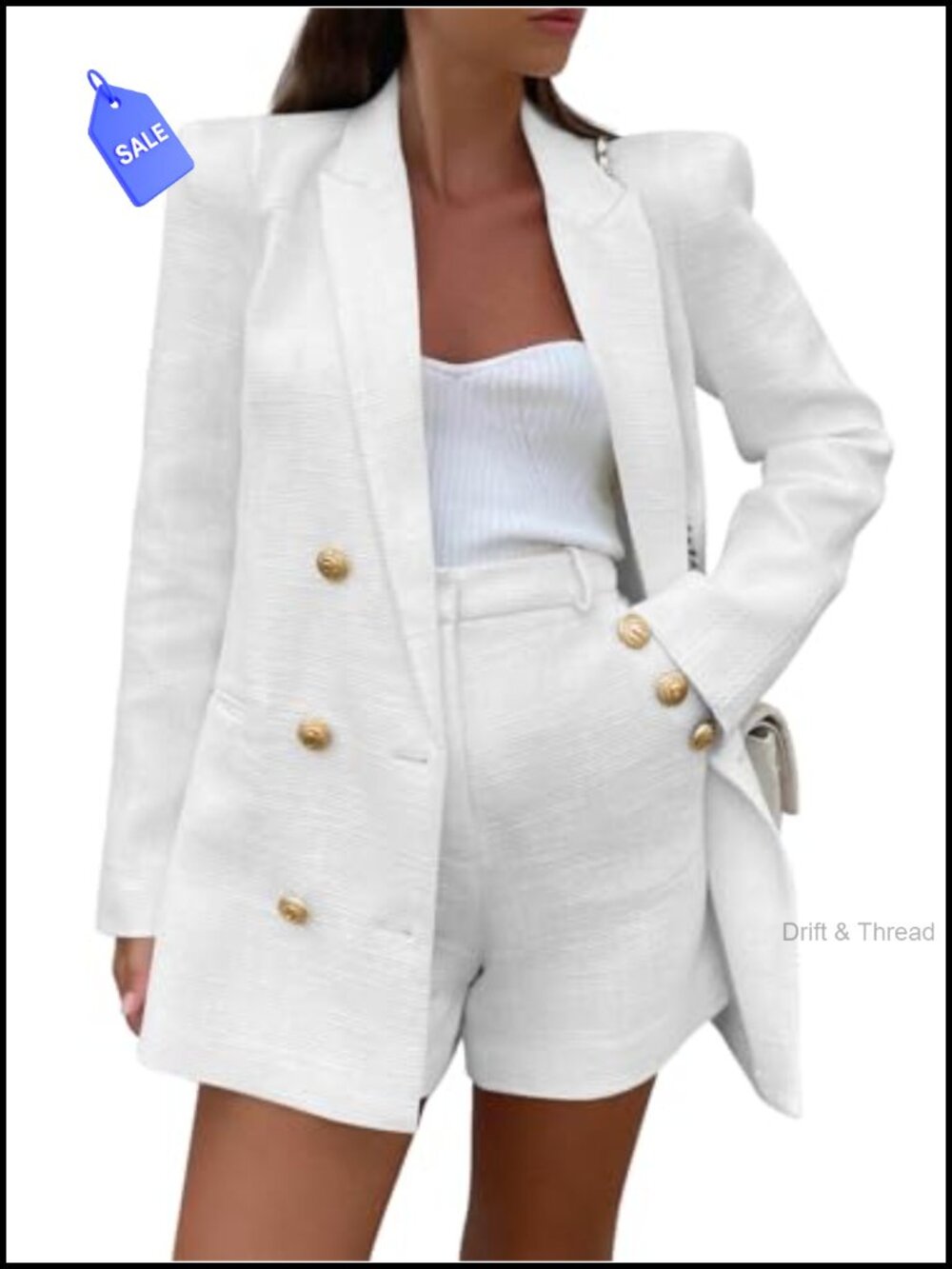 Cicy Bell Women's 2 Piece Tweed Blazer Shorts Set Business Work Outfit